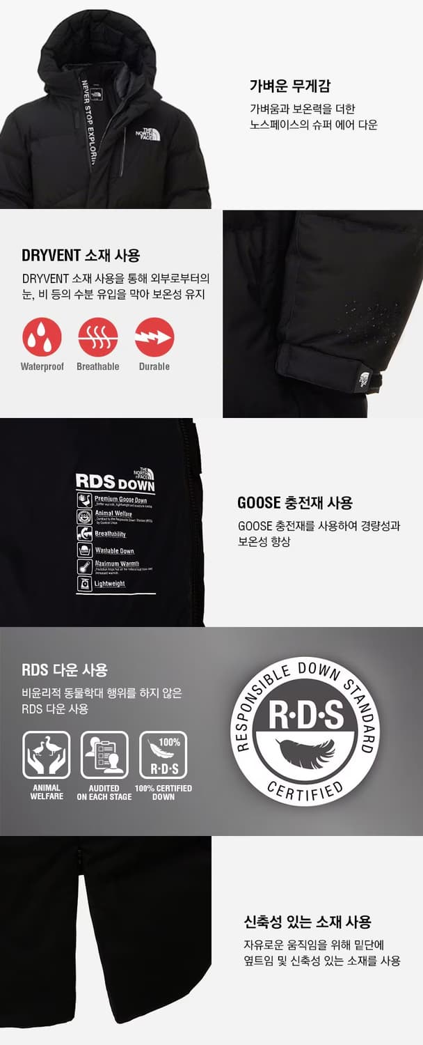 [100(L)] 노스페이스 슈퍼 에어 구스다운 롱패딩 상품이미지5