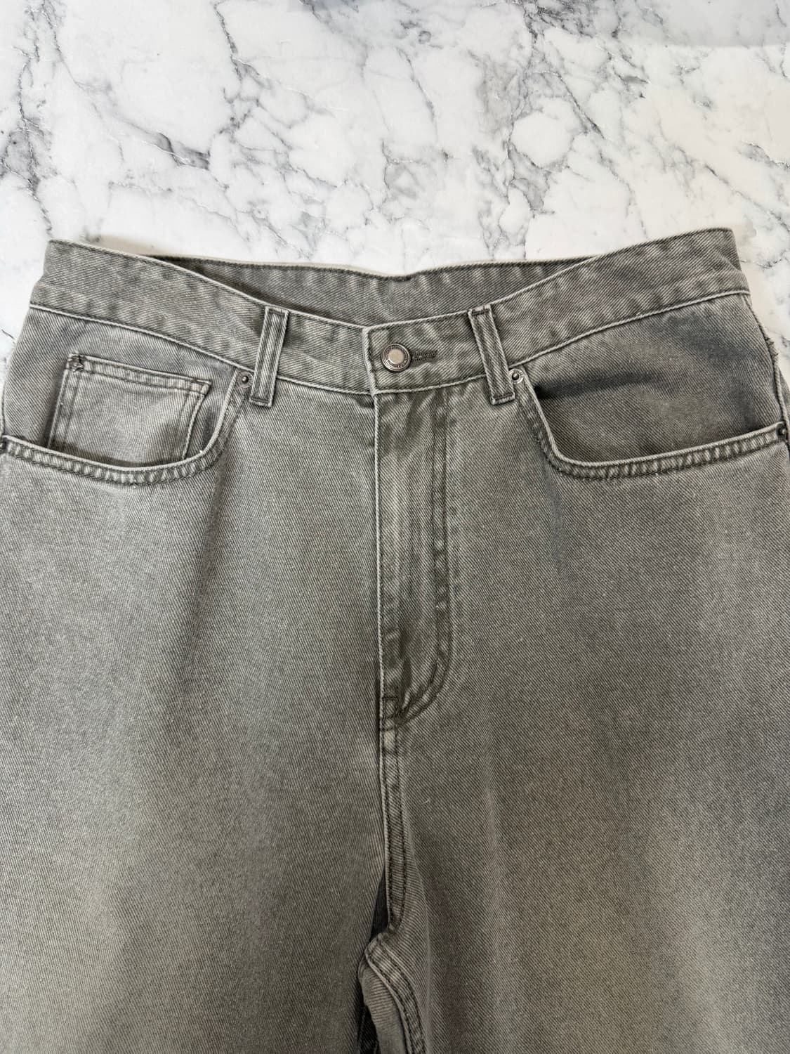 벨리에 트루 와이드 데님팬츠-빈티지 카키 s 상품이미지1