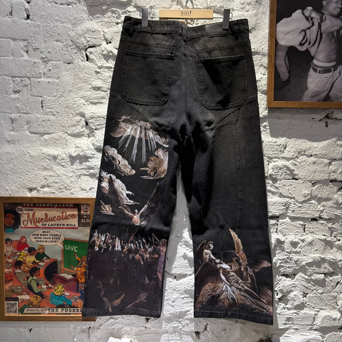 빈티지 백 프린팅 블랙 데님팬츠 상품이미지1