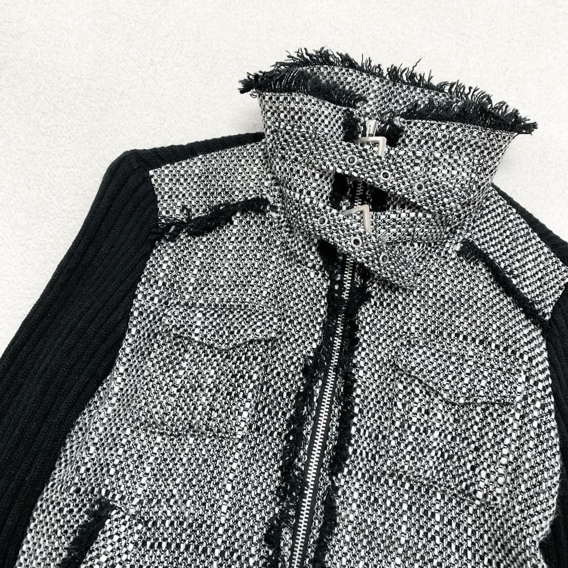 버클 트위드 골지니트 집업 상품이미지3