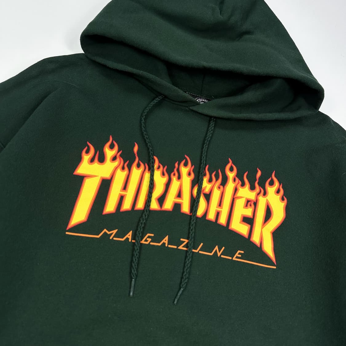 트레셔 플레임 불꽃 로고 카키 후드티 (M) 상품이미지3