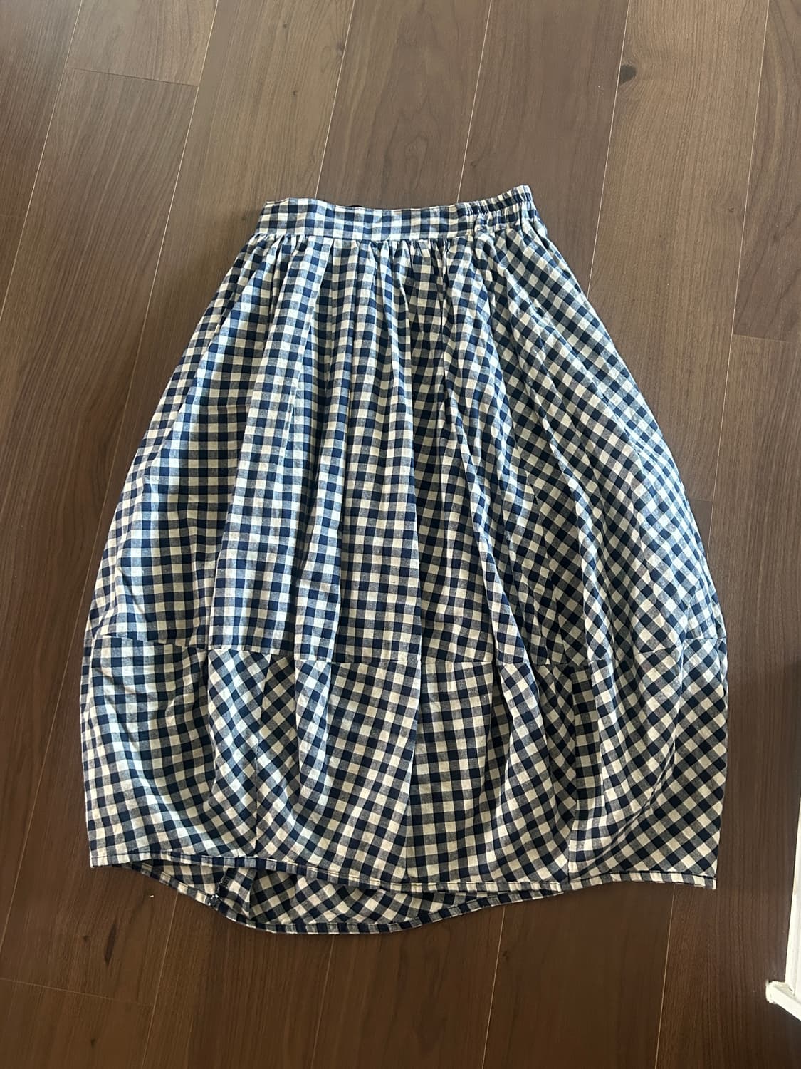 체크 밴딩 벌룬 스커트 상품이미지1