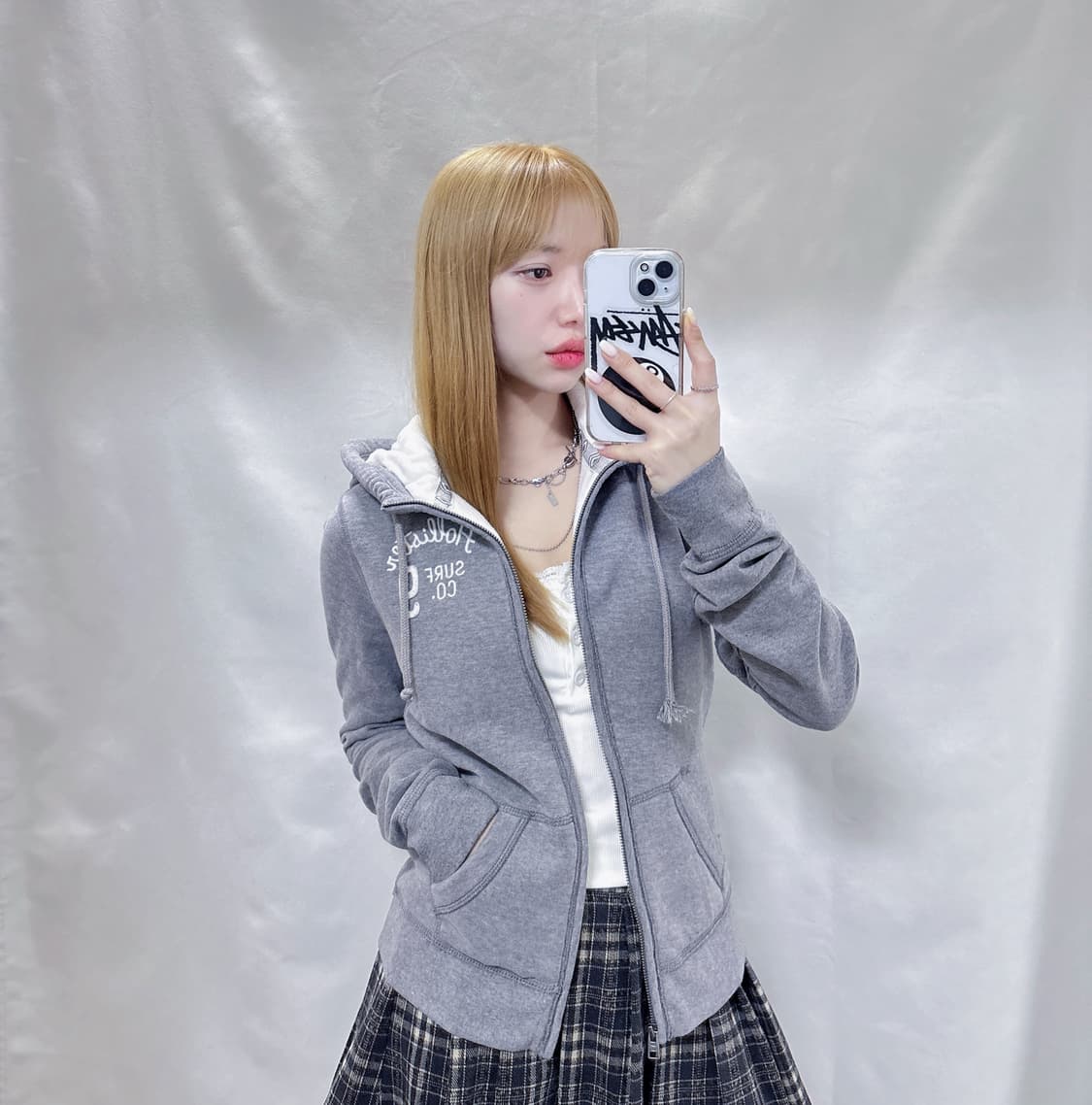 홀리스터 그레이 딱붙핏 후드집업  상품이미지1