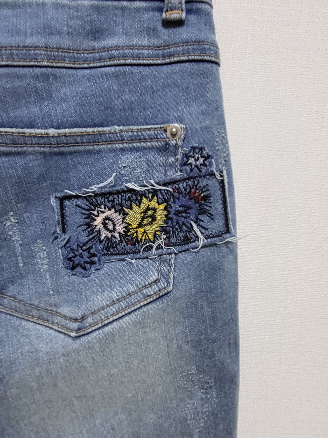 오브제 자수  데님 청바지 M 55-66 상품이미지3