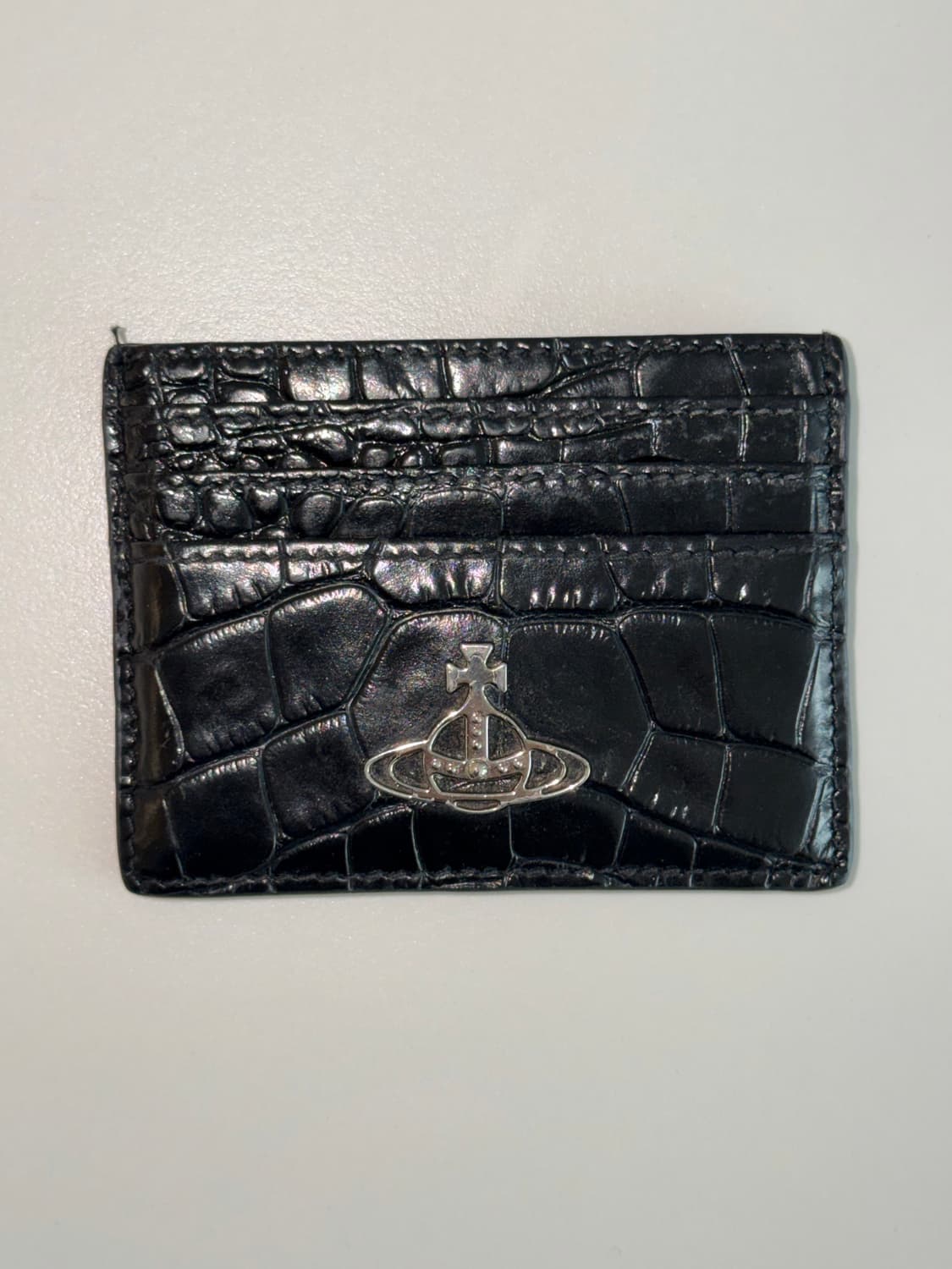 비비안 웨스트우드 오브 로고 레더 카드 홀더 블랙 상품이미지2