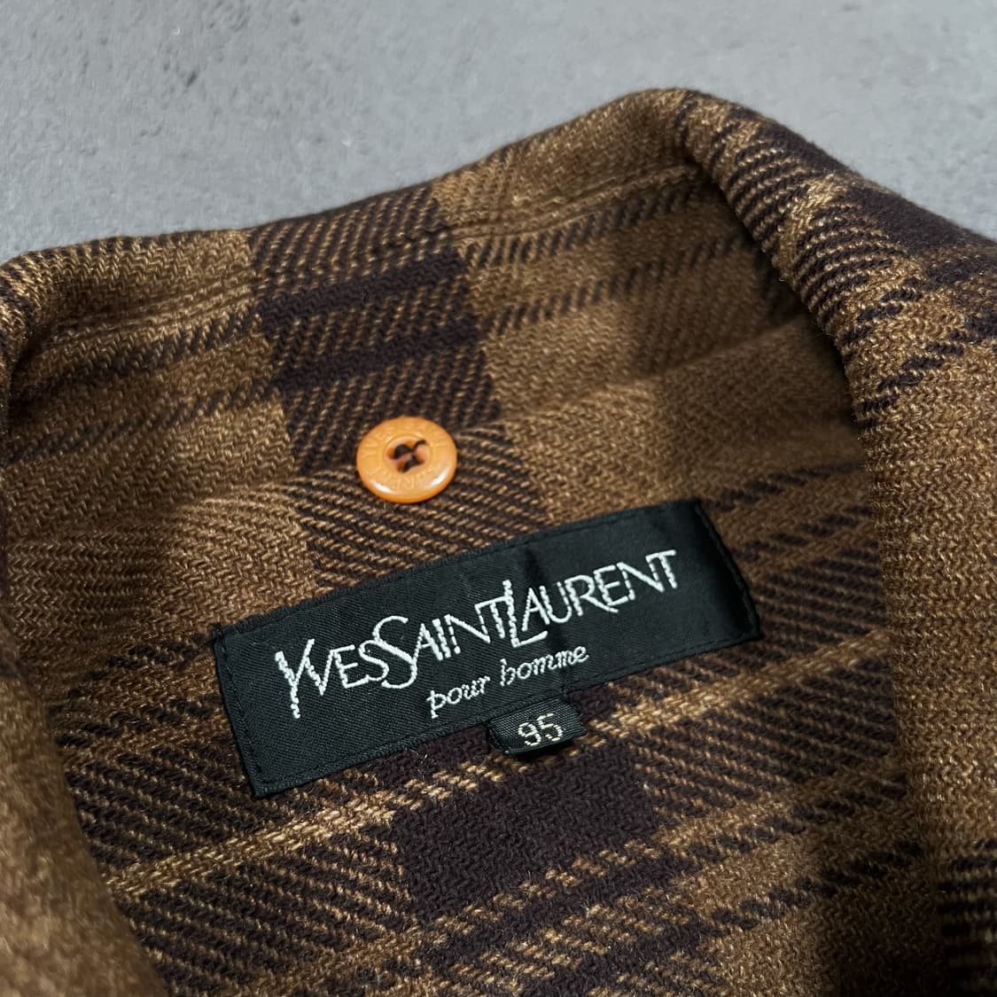 90's 입생로랑 체크 울 하프코트 자켓 상품이미지4