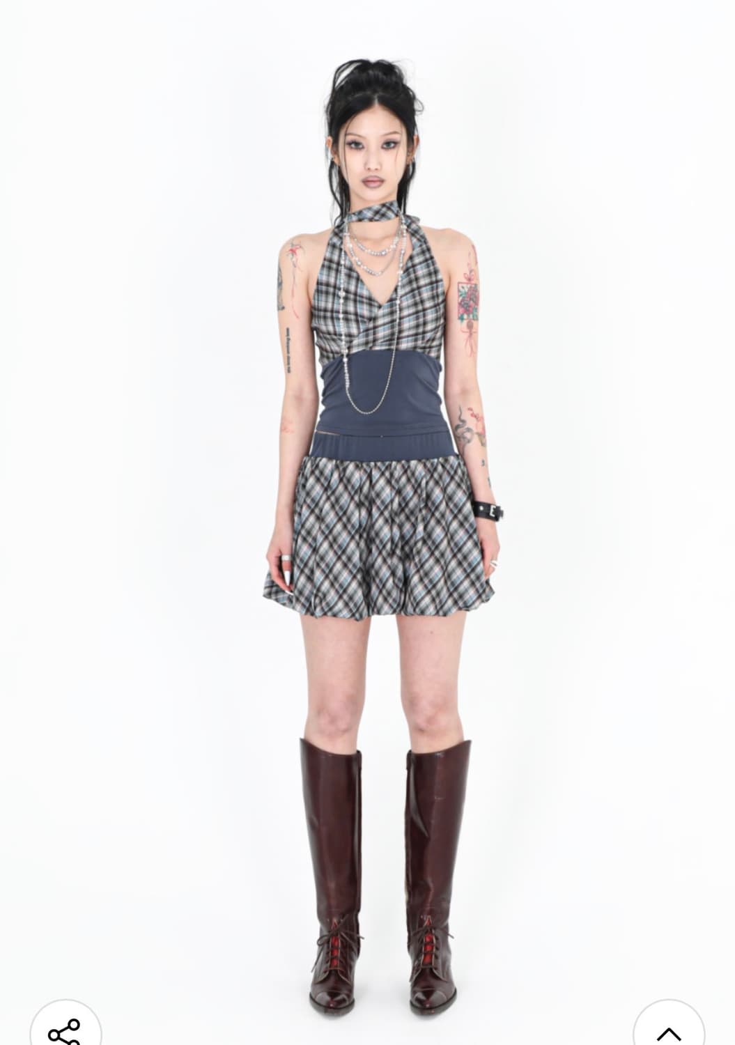 MINT CHECK HALTER TOP 상품이미지3