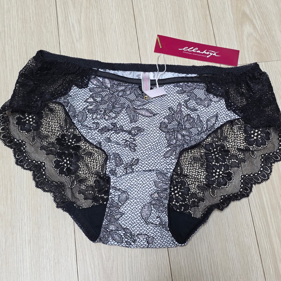 엘라호야) 레이스 글리터 블랙 시스루 란제리여성 팬티 새상품 상품이미지1