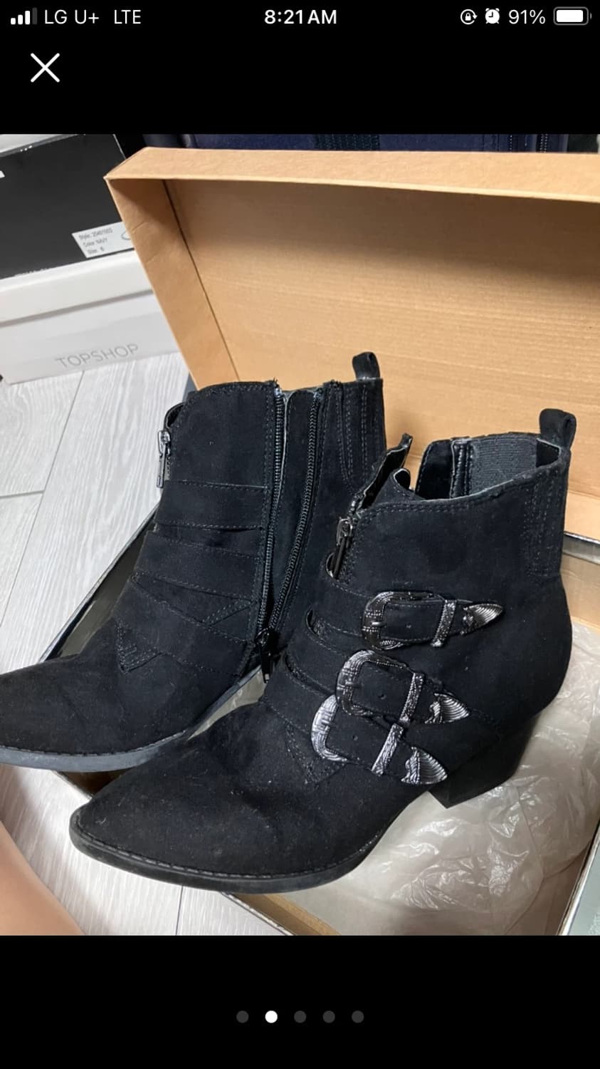 Carlos 블랙 웨스턴 버클 스웨이드 부츠 상품이미지2