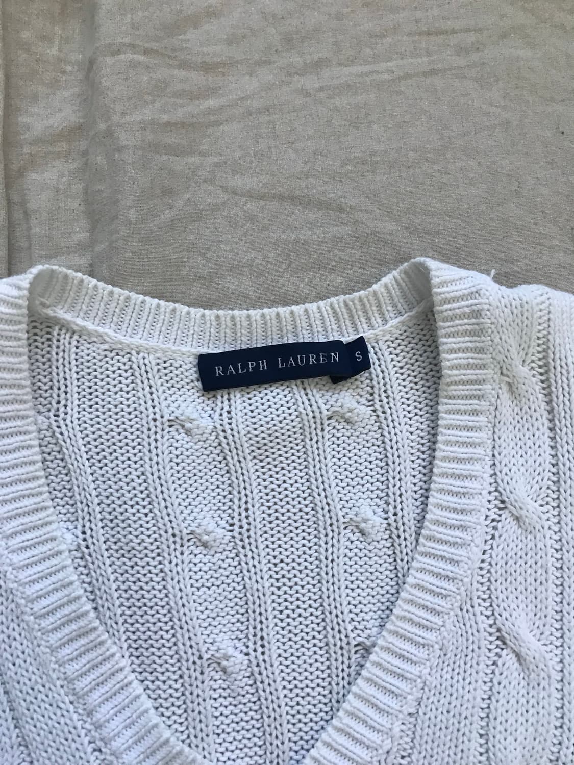 폴로 랄프로렌 포니 로고 화이트 브이넥 케이블 니트 상품이미지7