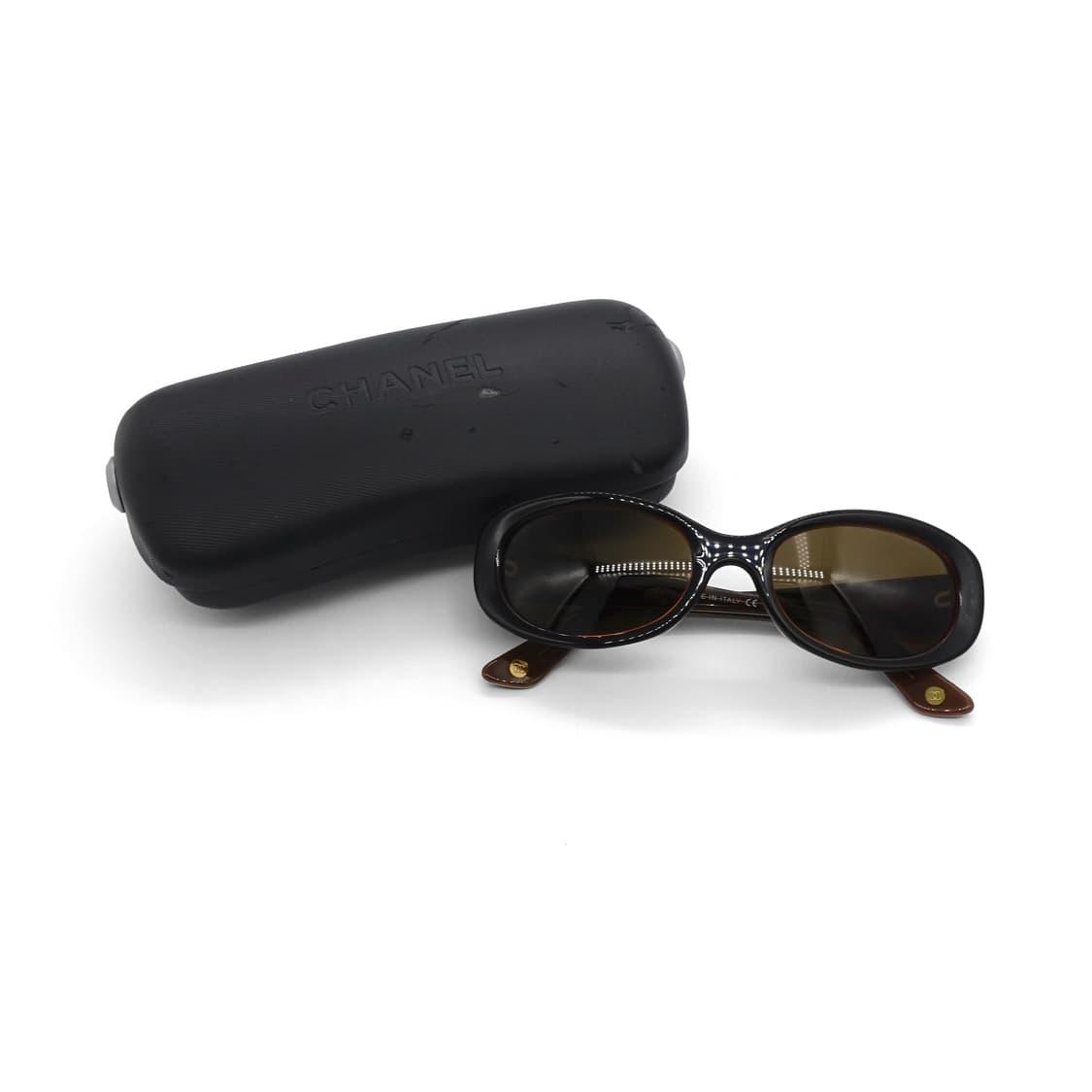 CHANEL 샤넬 5023 샤넬 빈티지 퀼팅 템플 오발 뿔테 선글라스 상품이미지1