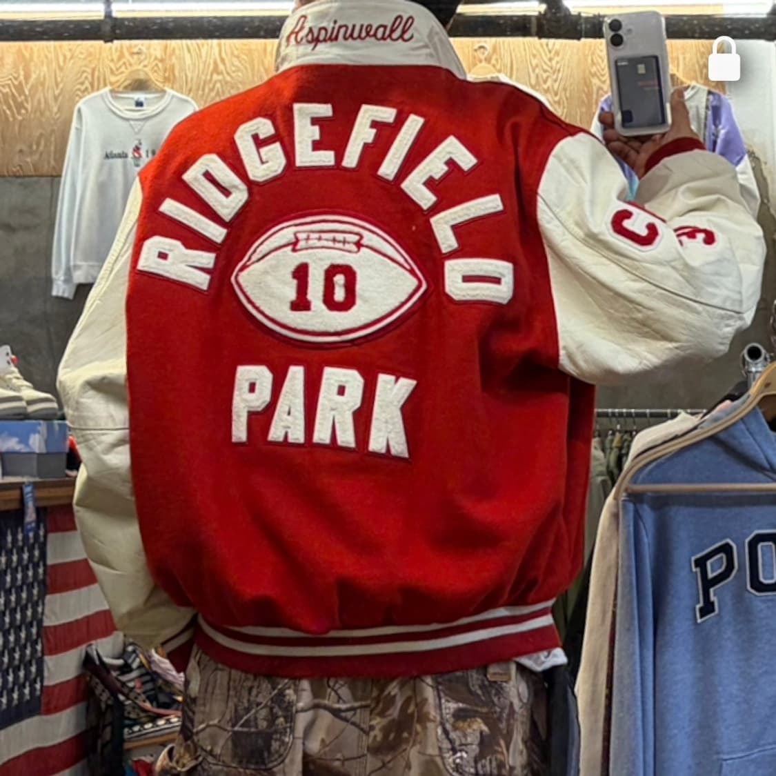 90s Made in USA 빈티지 할러웨이 울 가죽 바시티자켓 상품이미지2