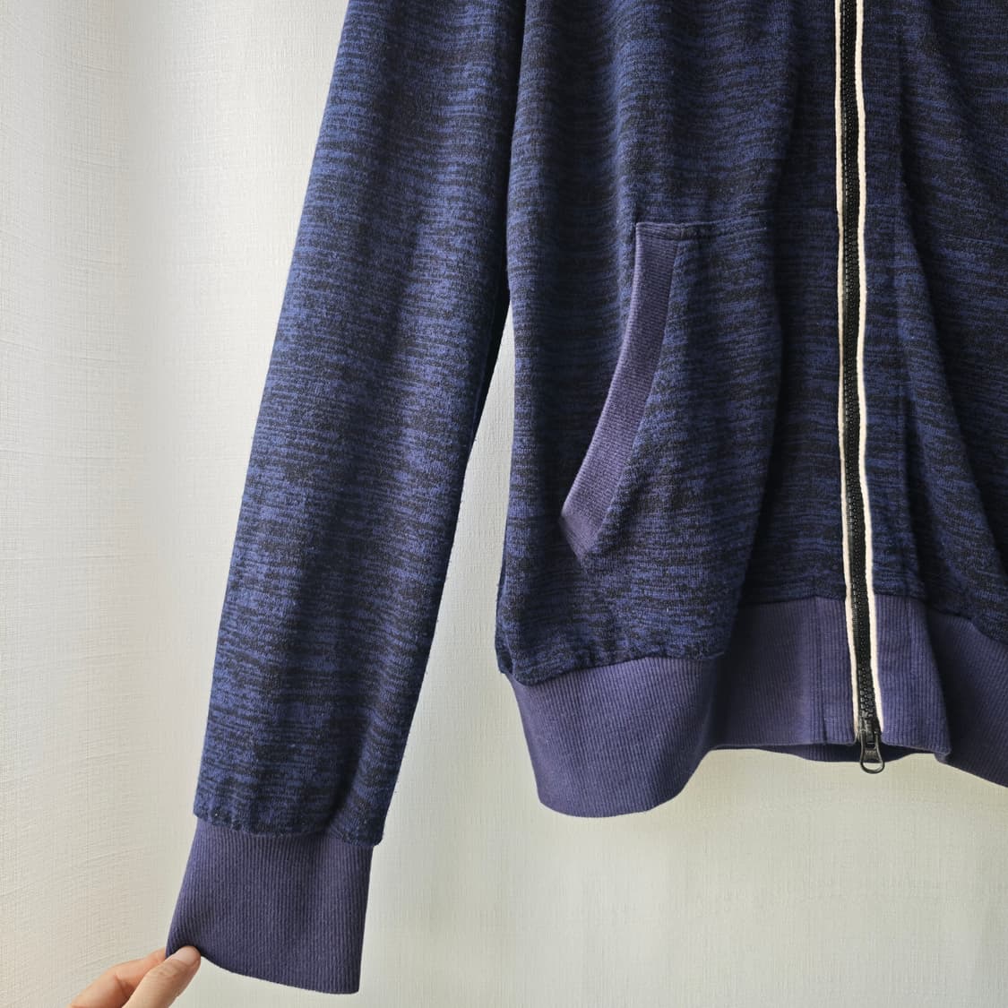 스톤아일랜드 코팅 후디 와펜 니트 후드 집업 네이비 퍼플 L 상품이미지3