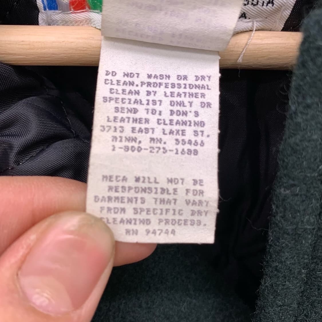 빈티지 그린 레더 와펜 바시티 자켓 상품이미지7