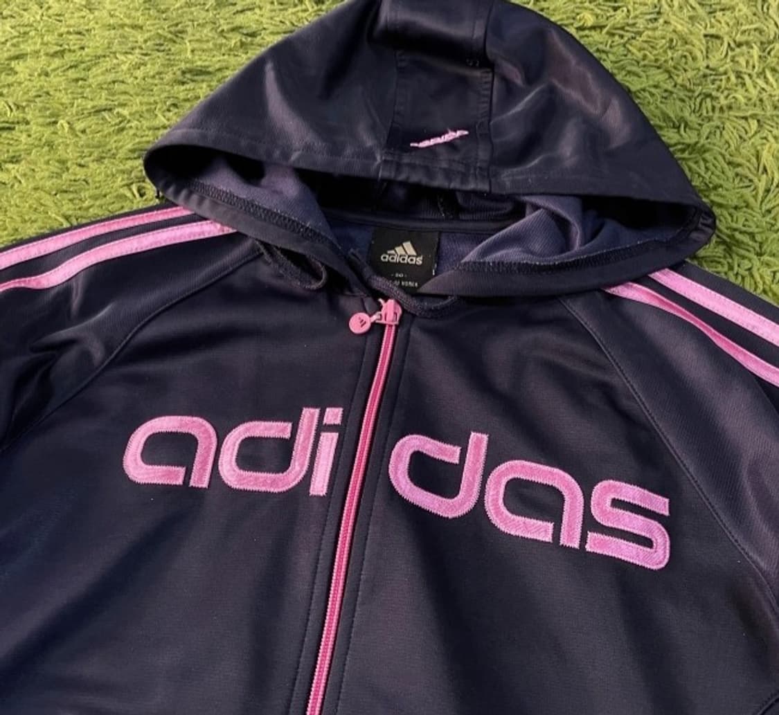 아디다스 핑크 트랙탑 후드 져지집업 90/S 상품이미지2