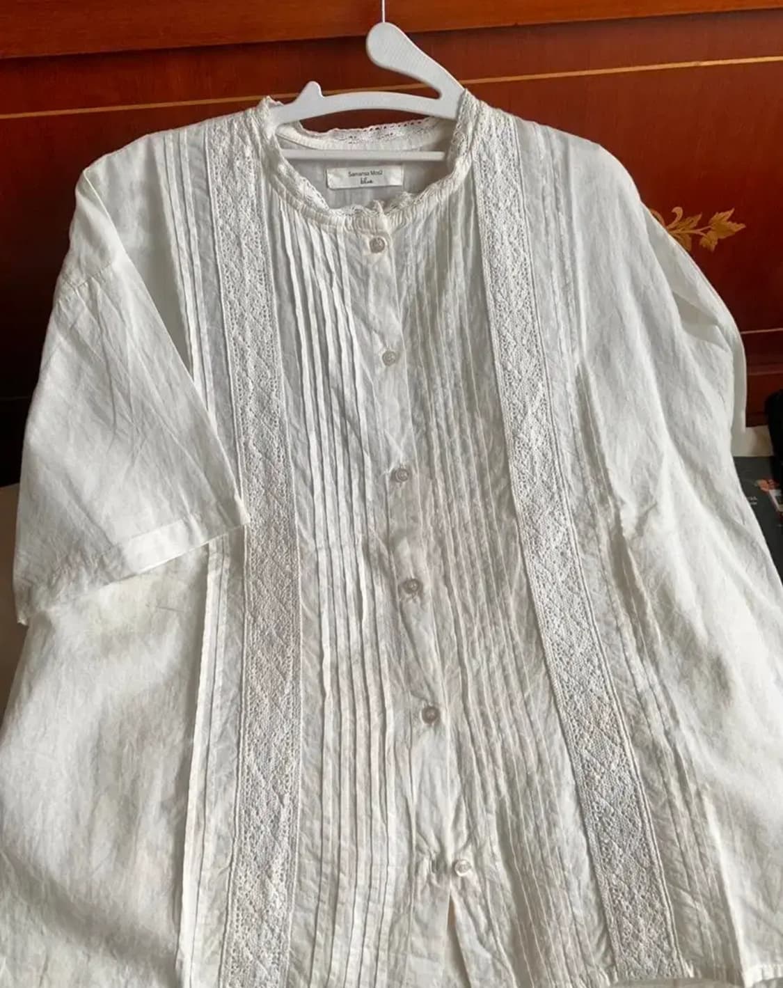 사만사모스 블라우스 레이스 반팔 크로셰 빈티지 상품이미지3