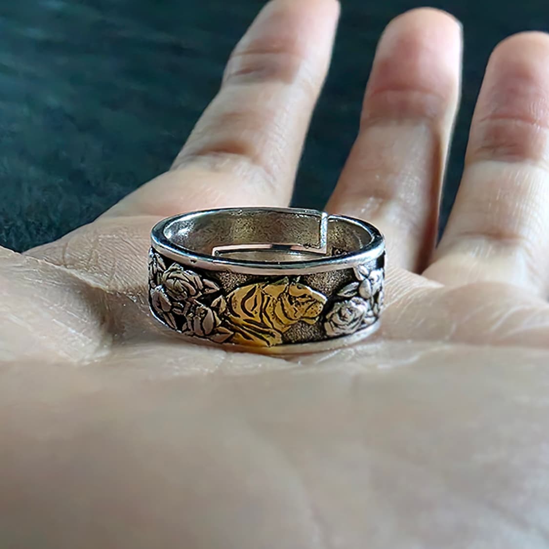 Hwaho 실버 남자 엔틱 빈티지 명품 꽃 호랑이 반지 상품이미지5