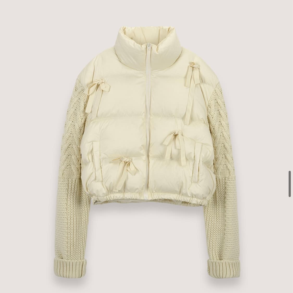 Thetis 더티스 KNIT MIX RIBBON 니트 패딩 상품이미지1