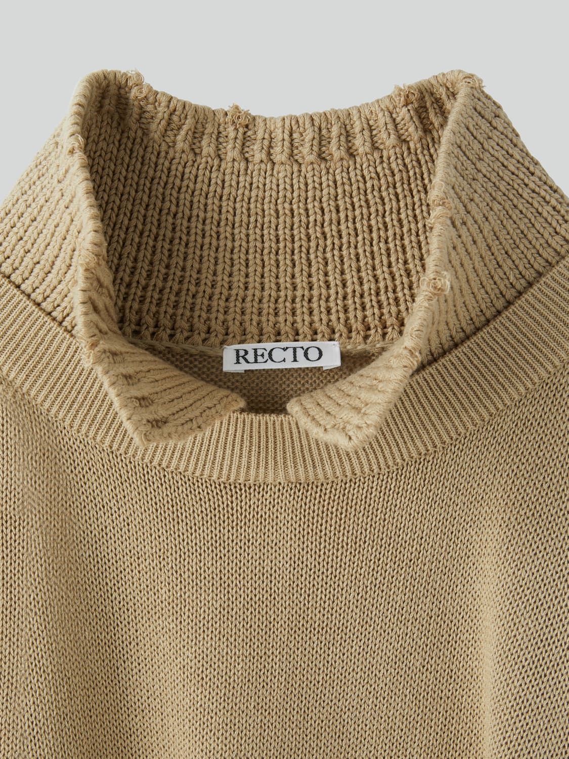 렉토 26SS 와플 카라 니트 베이지 카키 상품이미지5