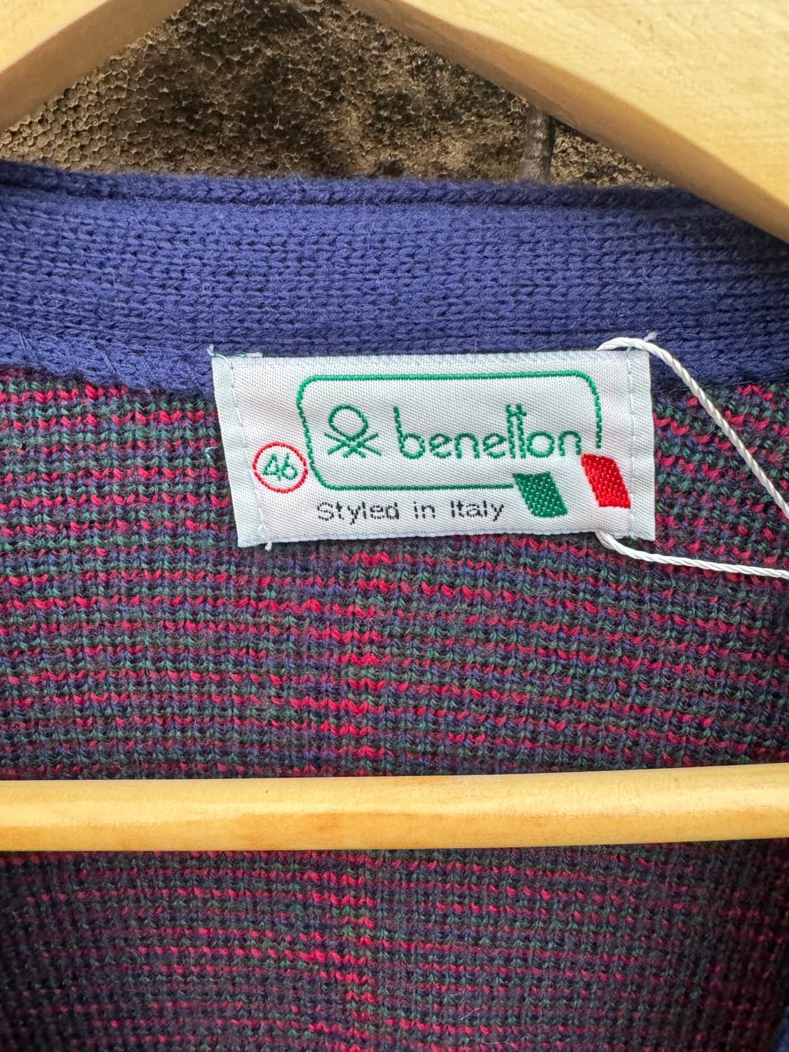 80~90s 베네통 울 스트라이프 니트 가디건 made in italy 상품이미지6