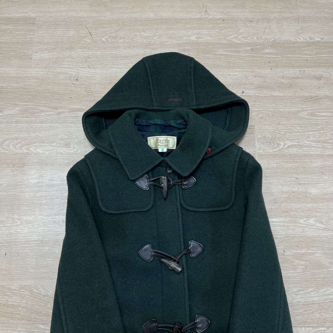 키이스 여성 모직 후드 떡볶이 더플코트 [다크그린] 82-88-155 상품이미지2