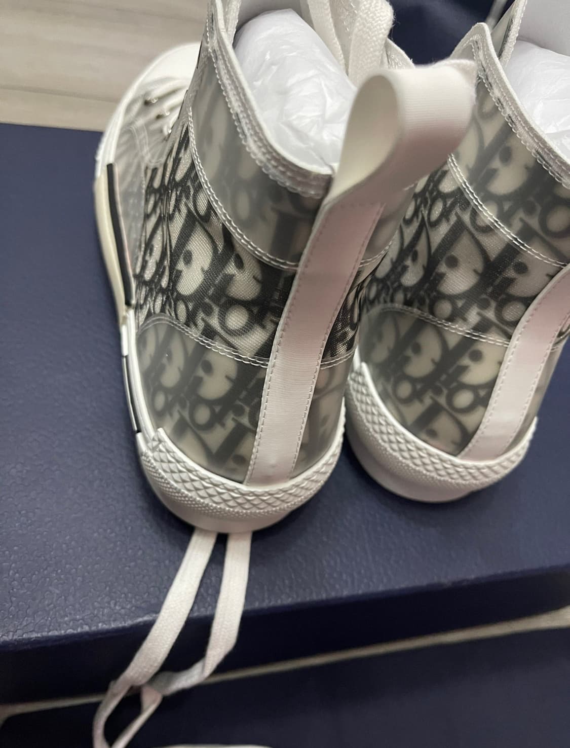 디올 B23 하이 디올 오블리크 캔버스 화이트 & 블랙 상품이미지4