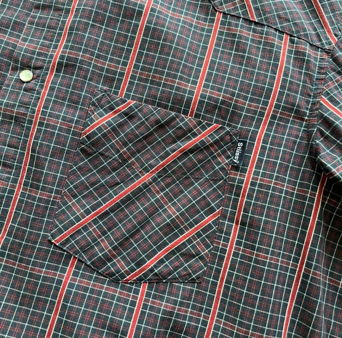 90s 올드 스투시 USA MADE 웨스턴 체크 셔츠 상품이미지5