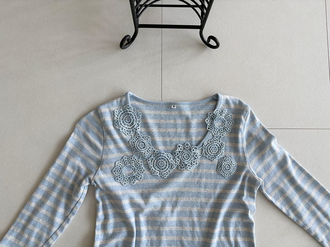crochet lace border tee 상품이미지1