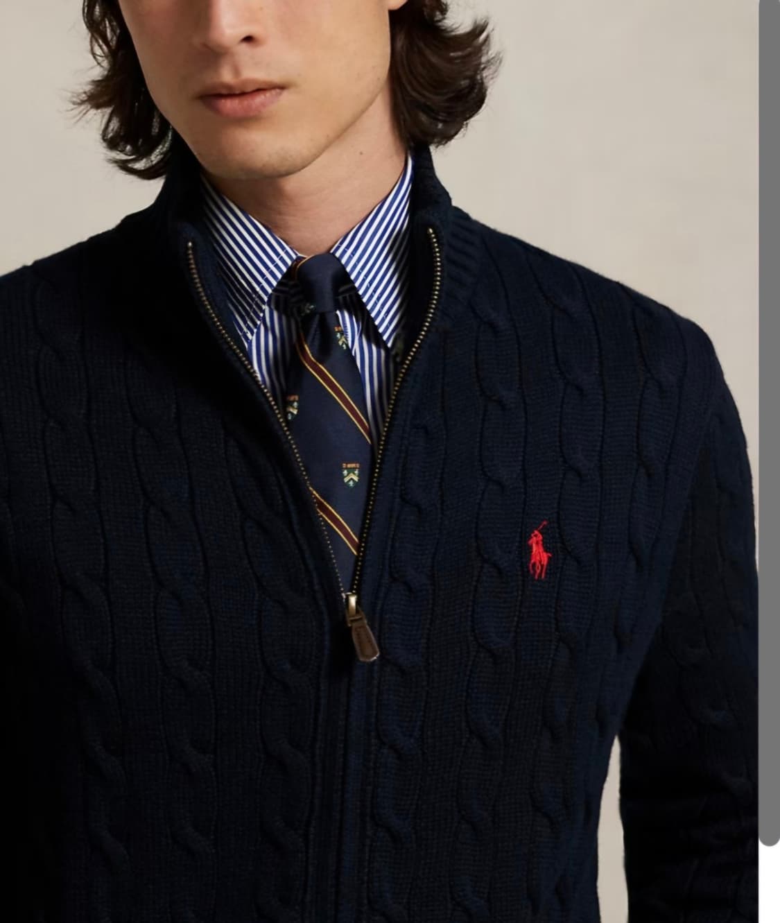 (정품)(새상품)폴로 꽈배기 케이블 니트집업 가디건 상품이미지2