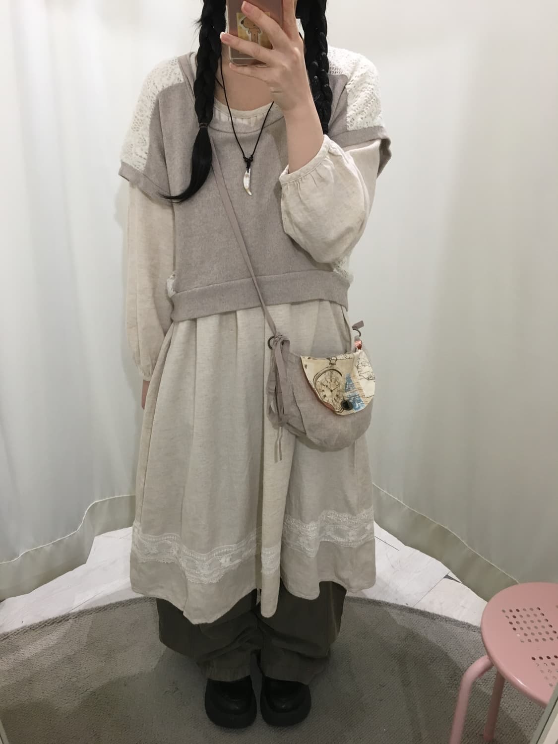 SM2 모리걸 오트밀 레이스 롱 원피스 상품이미지3