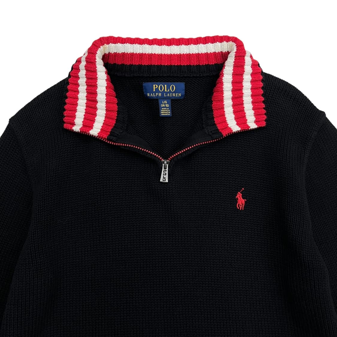 폴로 랄프로렌 레드포니 블랙 니트 반집업 L 상품이미지4