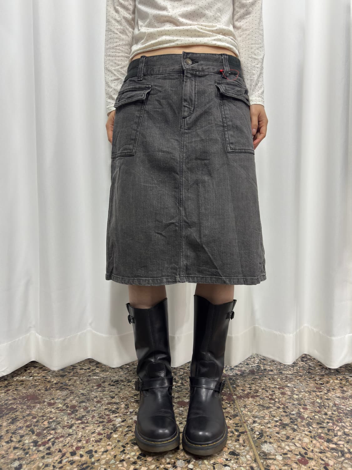 conron denim pocket midi skirt 상품이미지3