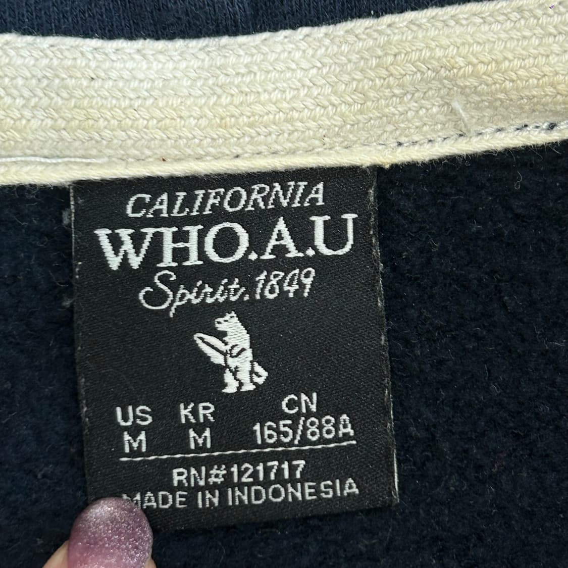 Who.A.U 후아유 스펠아웃로고 네이비 후드집업 상품이미지5