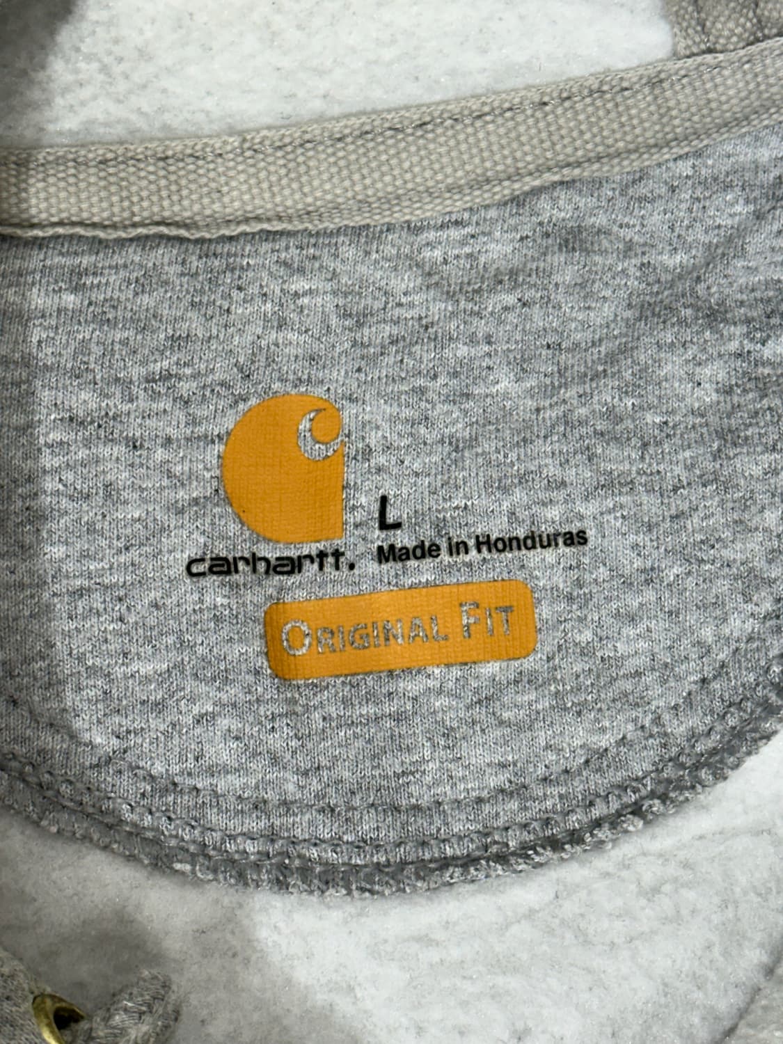 칼하트 그레이 오버핏 화이트 사이드 로고 후드티 L 상품이미지6