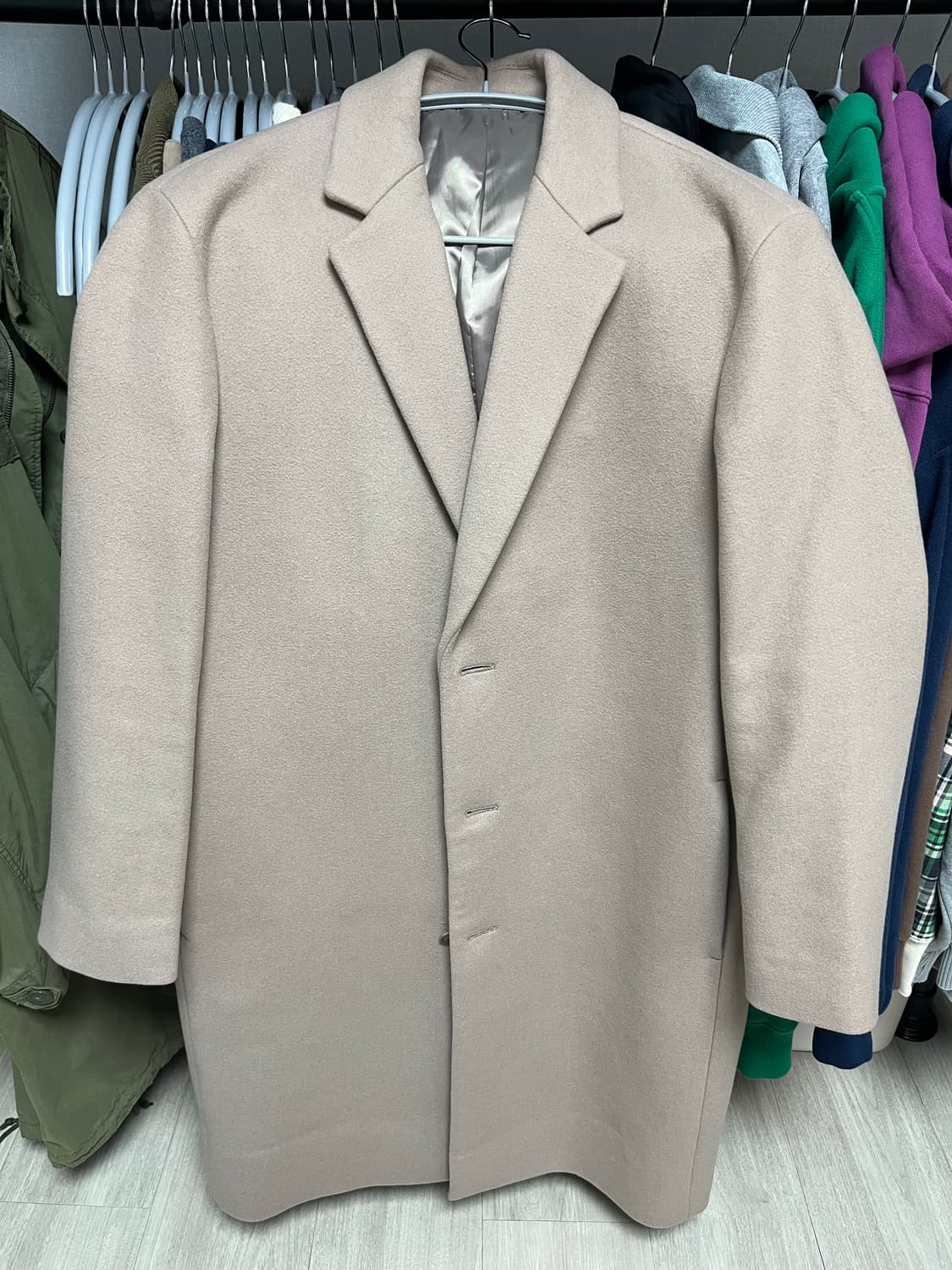 쿠어 캐시미어 혼방 카멜 베이지 코트 상품이미지1