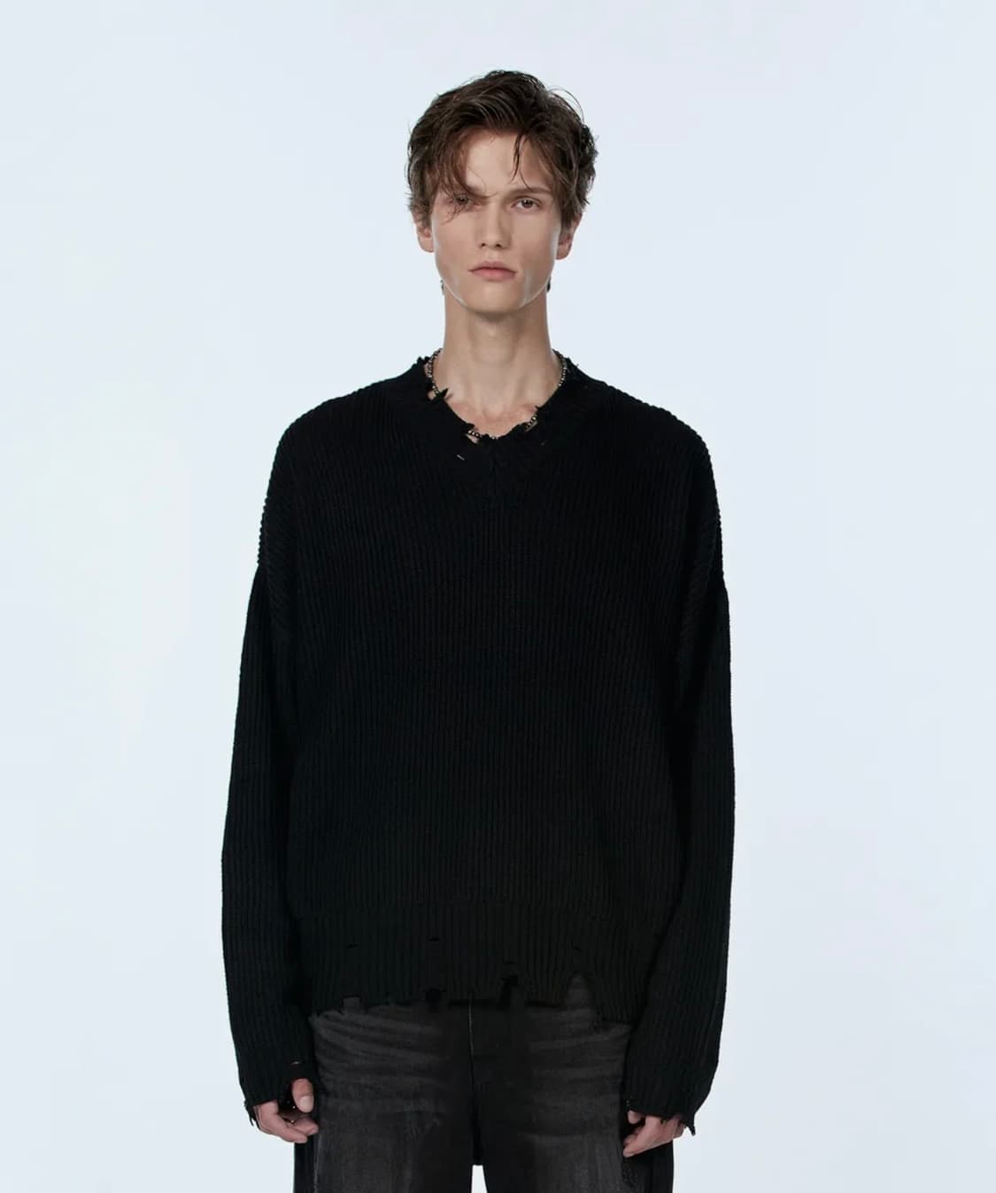 우알롱 데미지 니트 상품이미지1