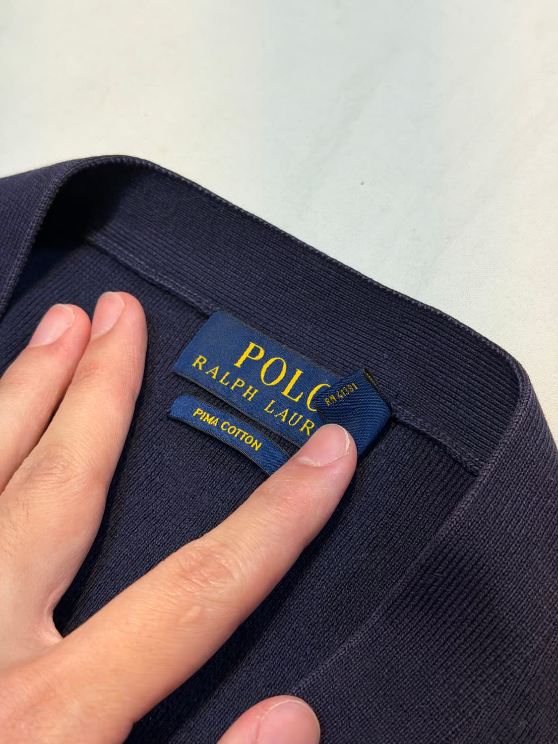 폴로 랄프로렌 브이넥 코튼 니트 가디건 네이비 상품이미지3