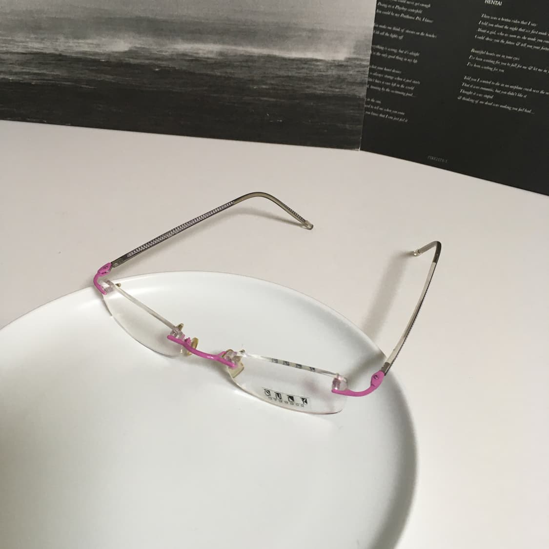 [긱시크/2컬러] 파스텔톤 빈티지 무테 포인트 안경테 림리스 심플무테 상품이미지4