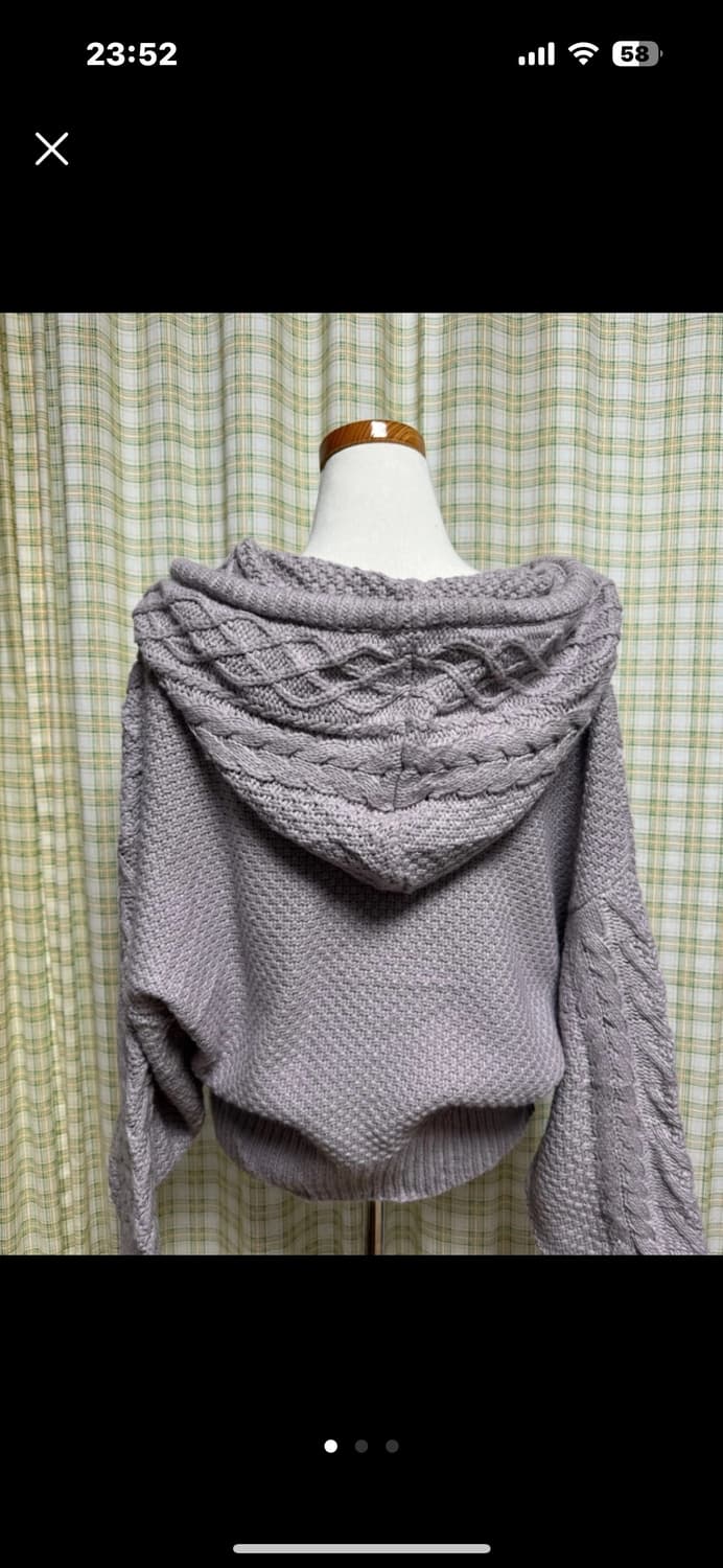 연보라 니트 후드집업 모리걸 상품이미지1