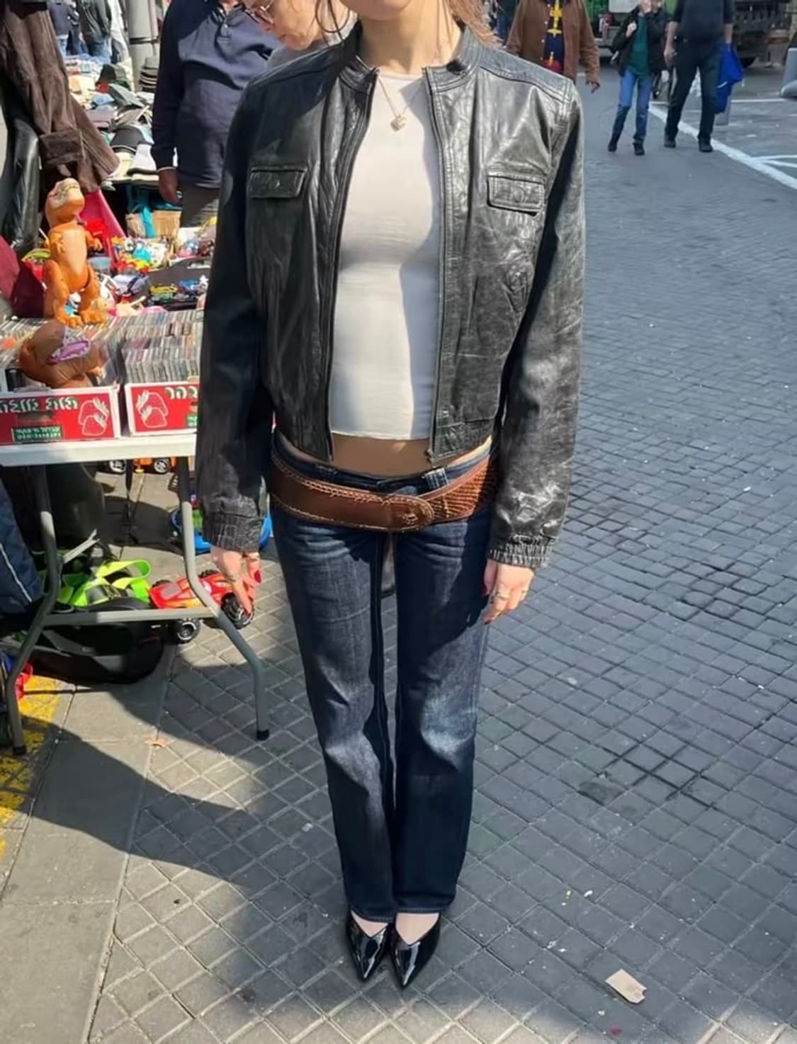 빈티지 지퍼 디테일 레더자켓 가죽자켓 상품이미지1