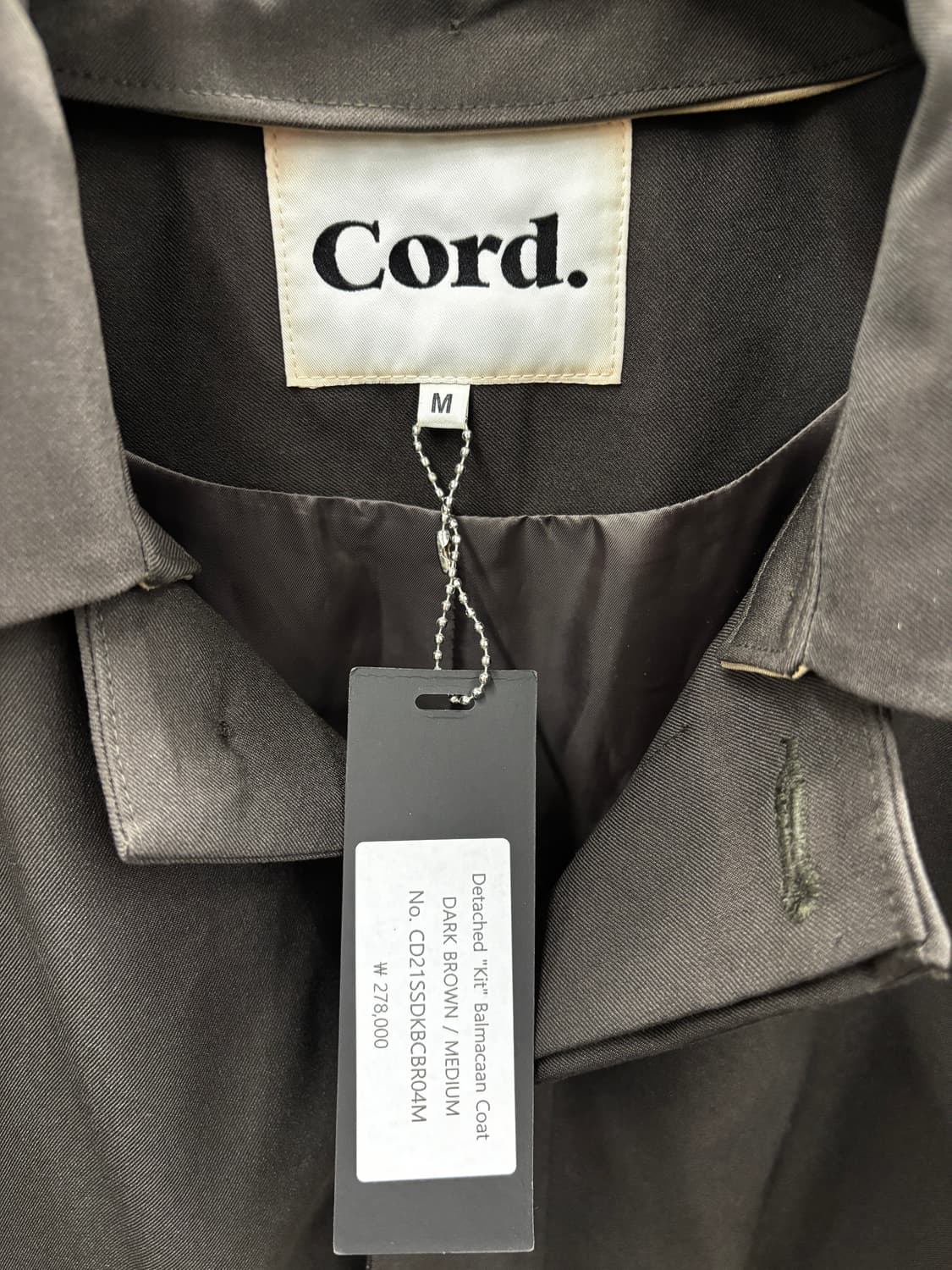 Cord. Detached 'Kit' 발마칸 코트 M 새상품 상품이미지3