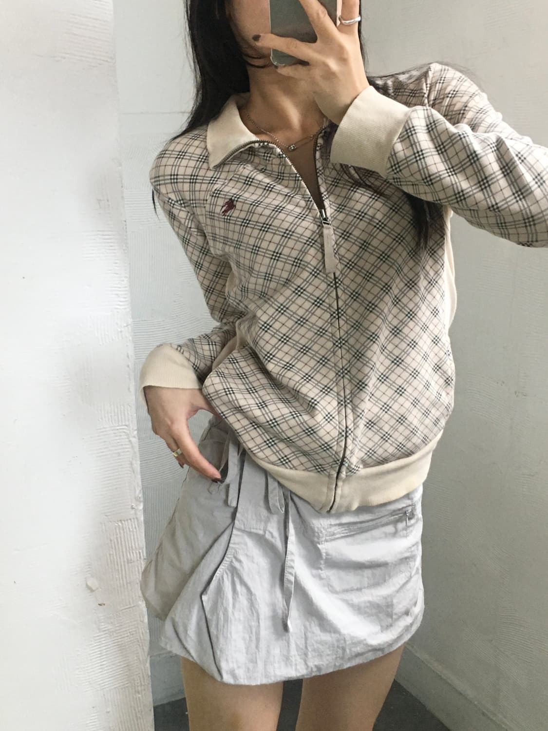 Burberry 버버리 블루라벨 기마로고 노바체크 코튼 집업 상품이미지10