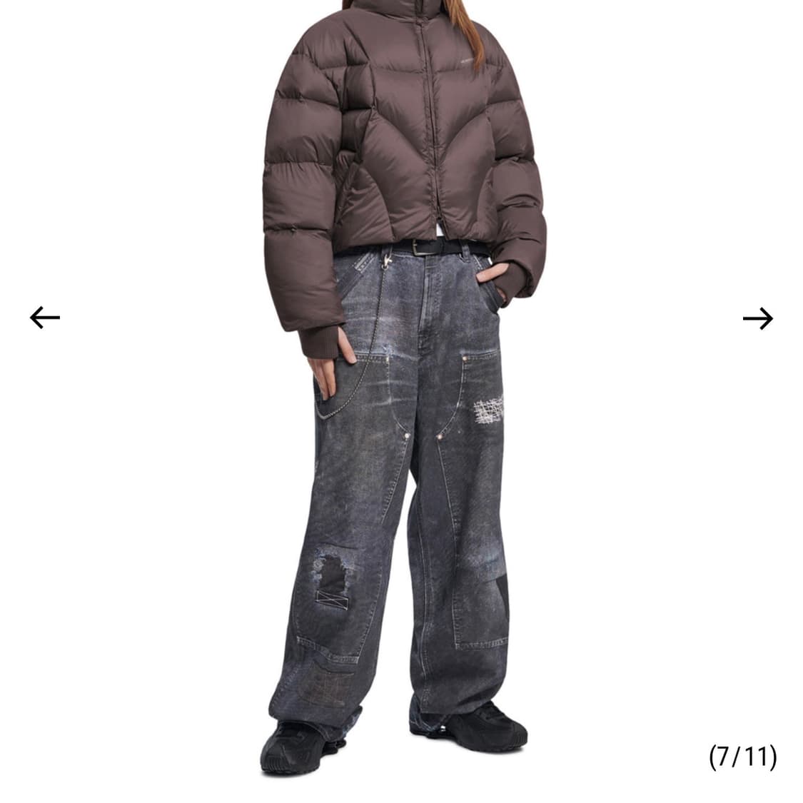 노매뉴얼 아엘라 덕다운 숏패딩 브라운 S 상품이미지2