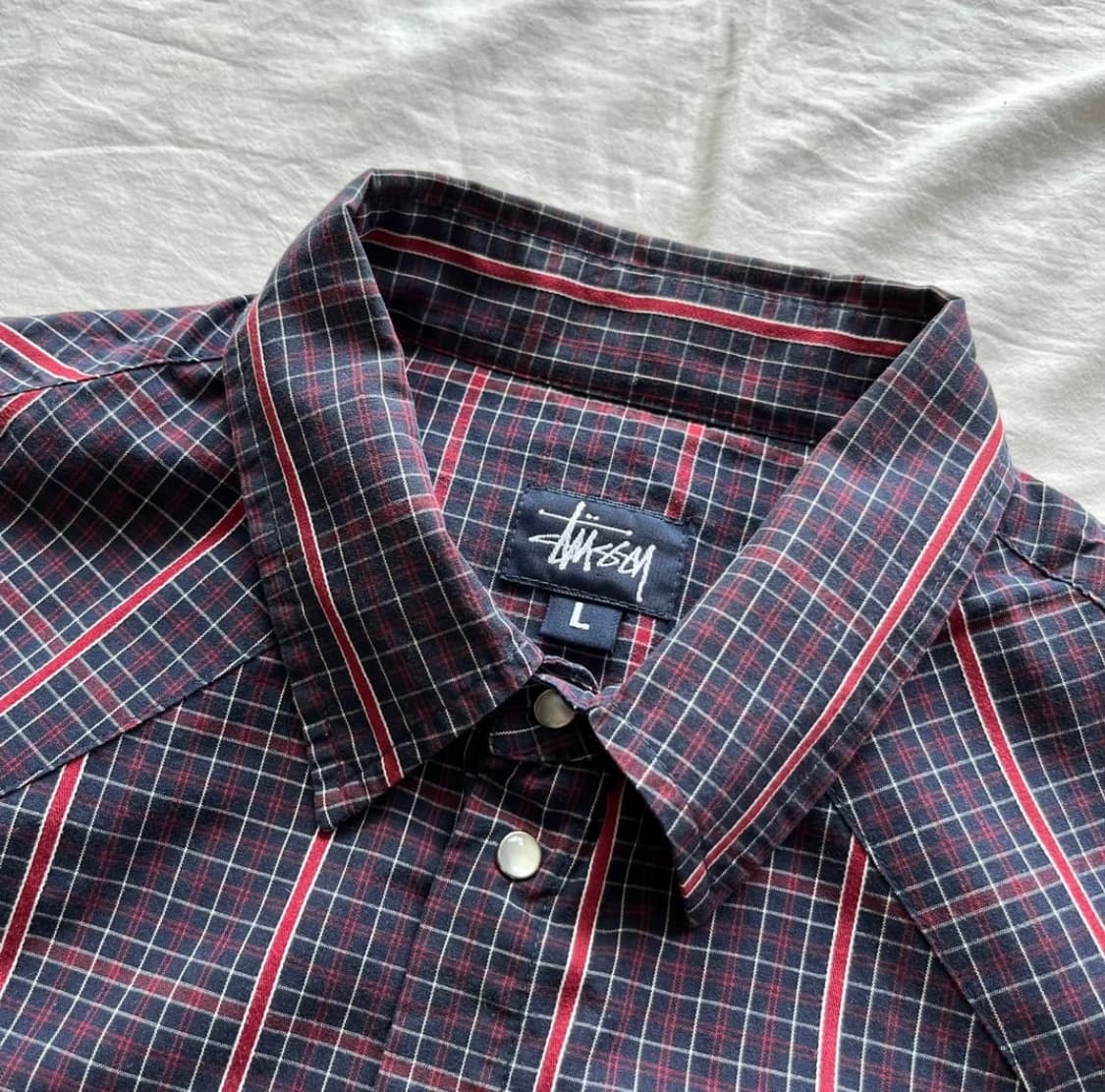 90s 올드 스투시 USA MADE 웨스턴 체크 셔츠 상품이미지4