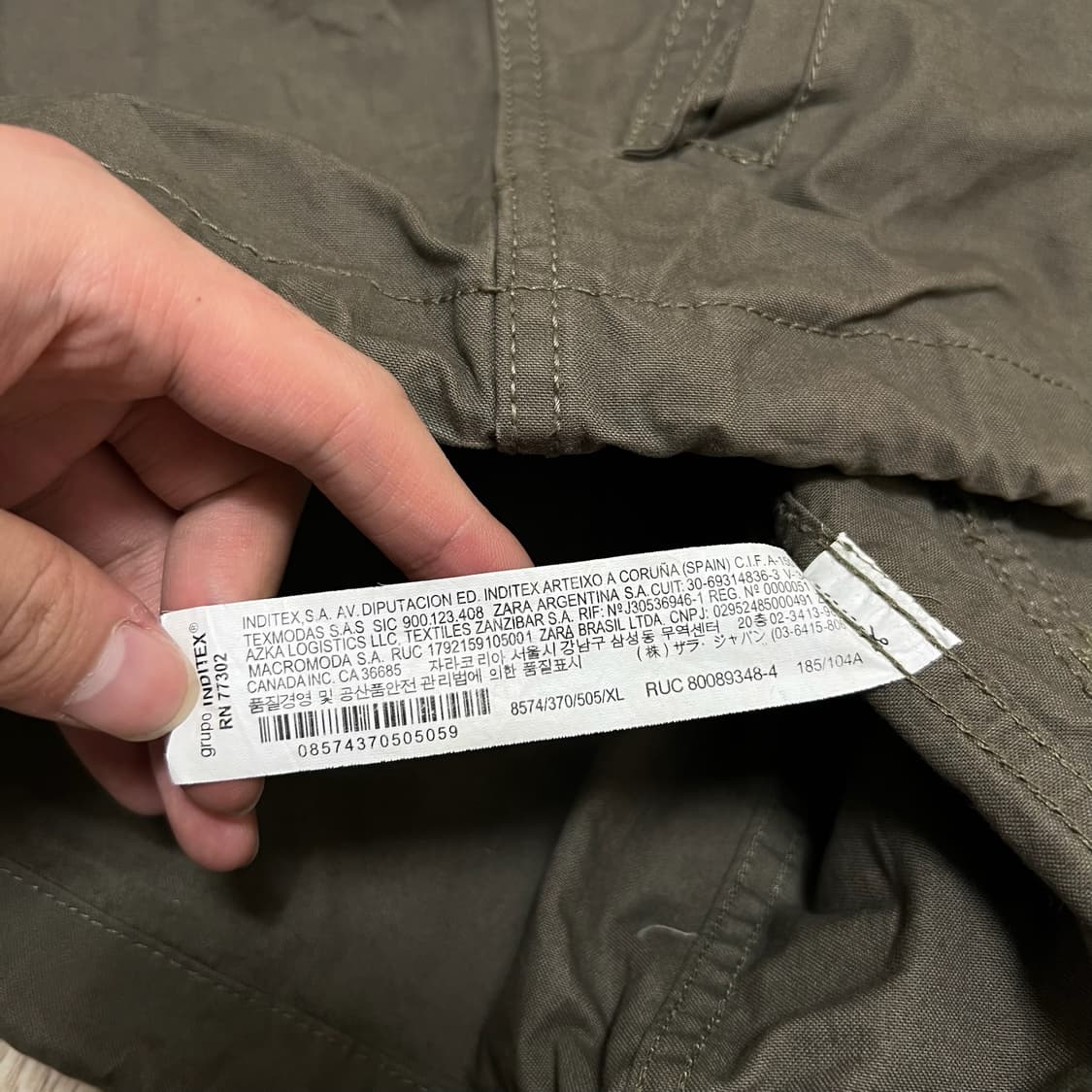 자라 남성 밀리터리 후드 야상 자켓 XL/105 상품이미지4