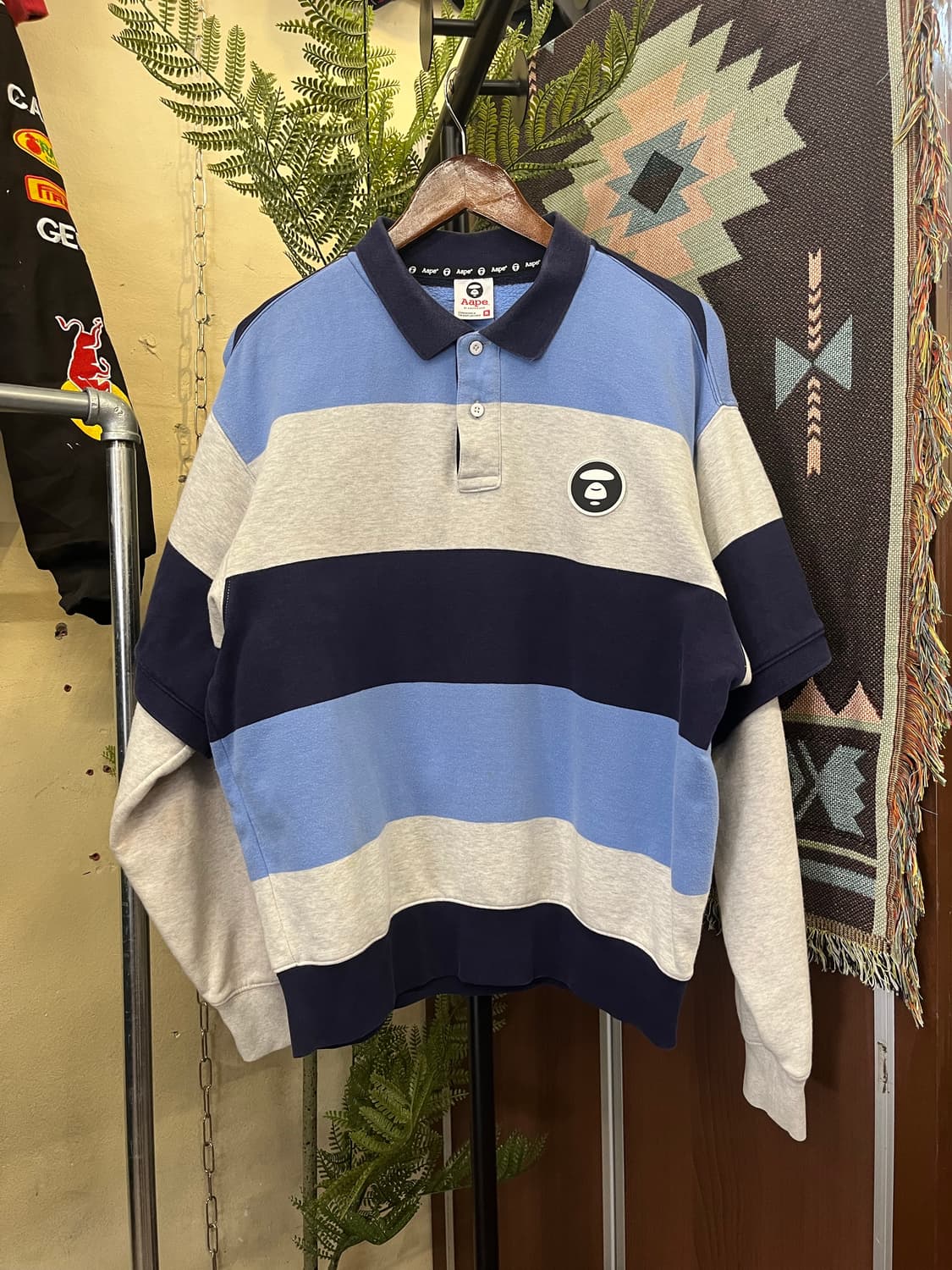 Aape 에이프 스트라이프 레이어드 럭비티 #csz742 상품이미지1