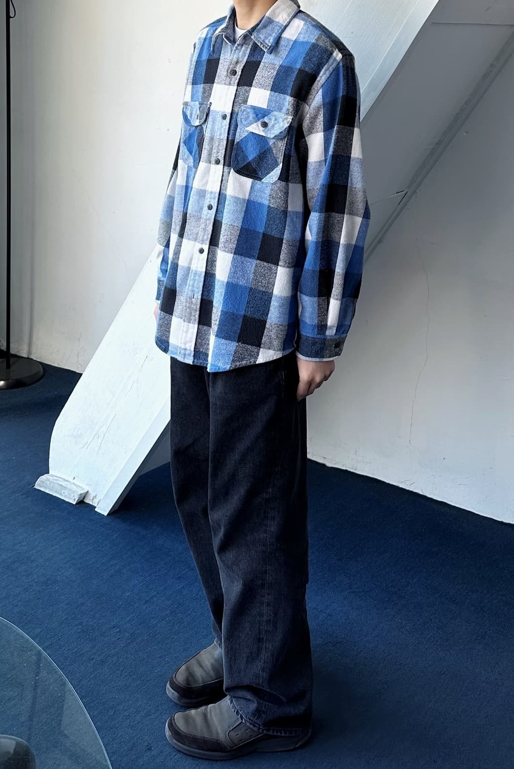 Cotton nel big check work shir 상품이미지7