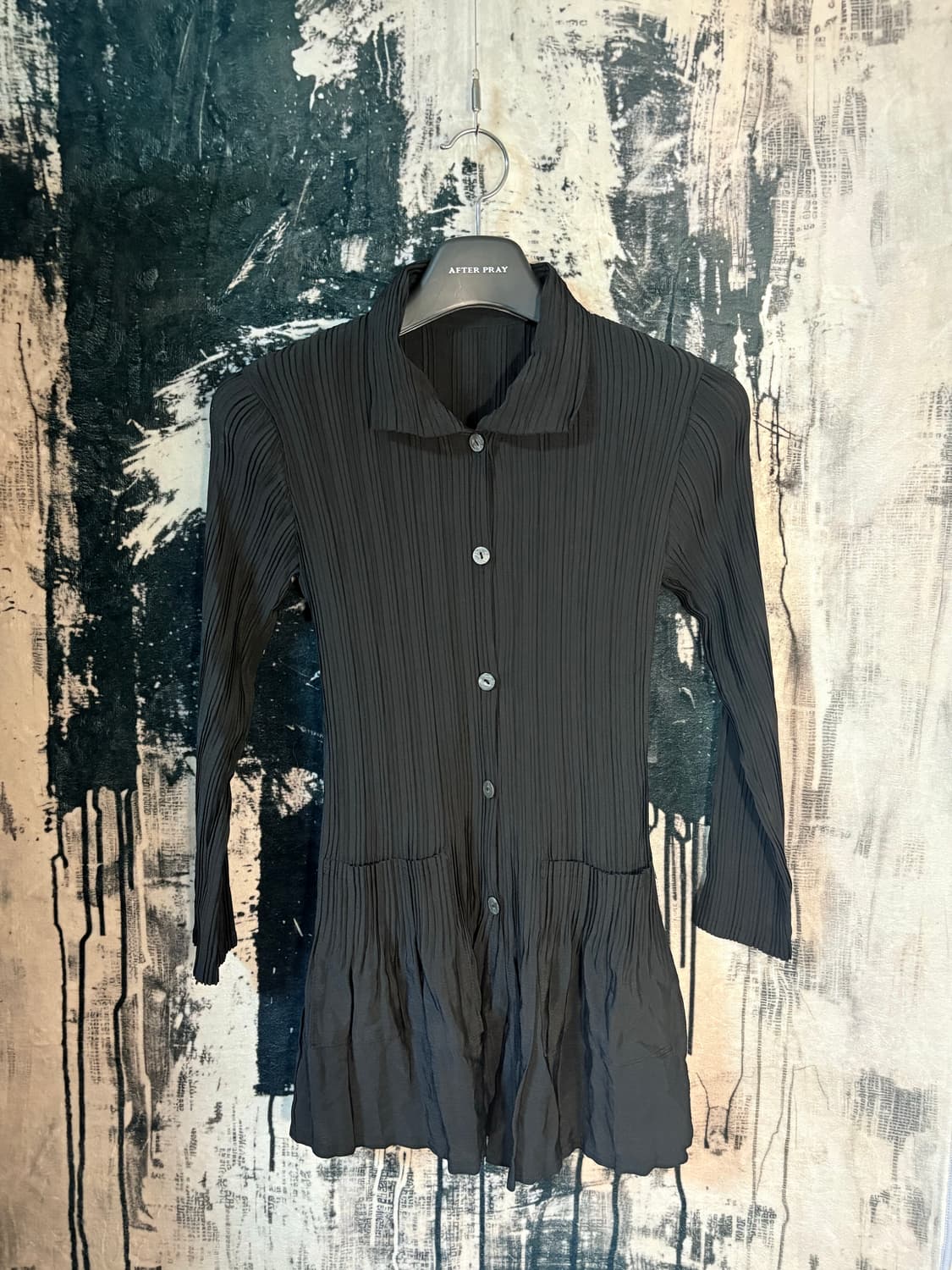 Pleated fabric long cardigan  상품이미지1