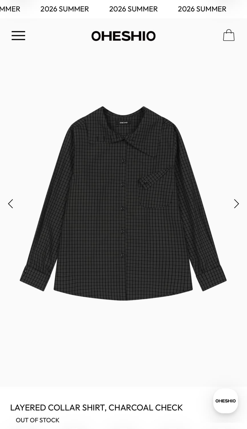 OHESHIO LAYERED COLLAR SHIRT, CHARCOAL 상품이미지1