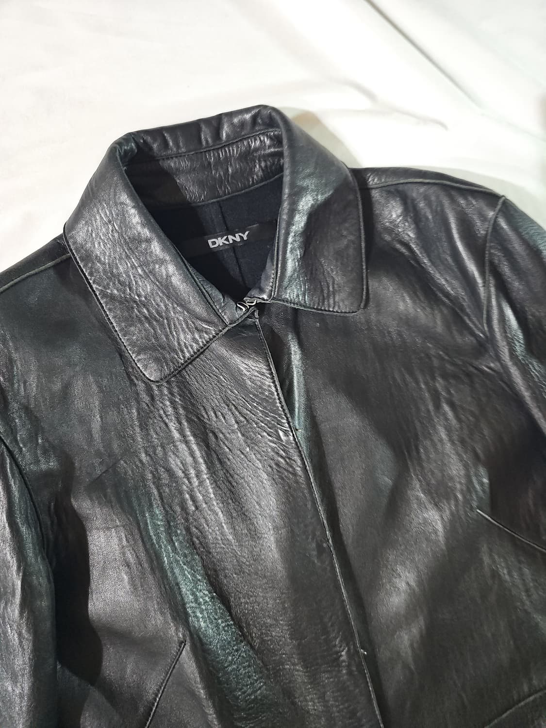DKNY japan 빈티지 블랙 레더 롱 코트 가죽 자켓 상품이미지2